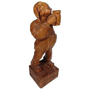 Jack Kettlewell Carved Wood Sculpture German Man Drinking Beer From A Stein 1975